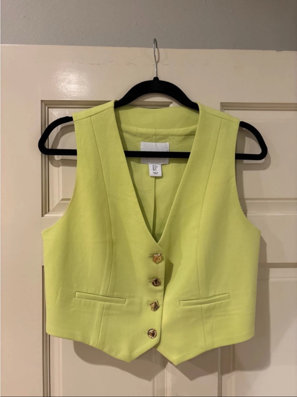 Christian Lacroix Neon Lime V-Neck Sleeveless Vest